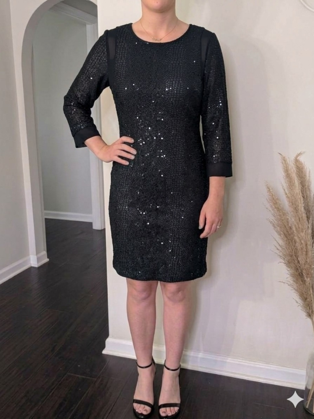 Gianni Bini Black Sequin Shift Dress